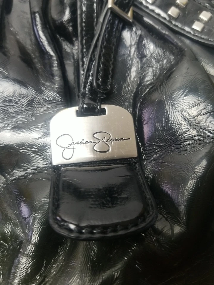 Jessica Simpson two tone Hand Bag / Purse. Black / Dark Green. Pre owned.   - Image 3 of 4