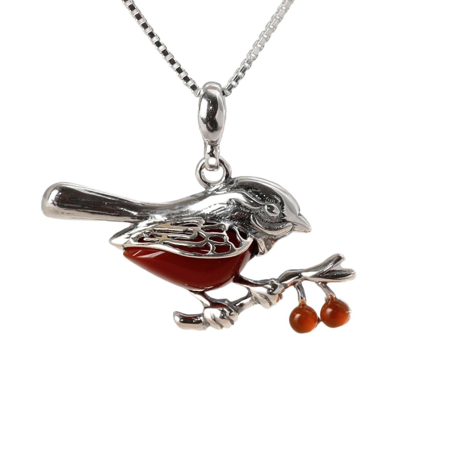 COLGANTE CARNELIAN PETIRROJO PLATA DE LEY 925 NUEVO