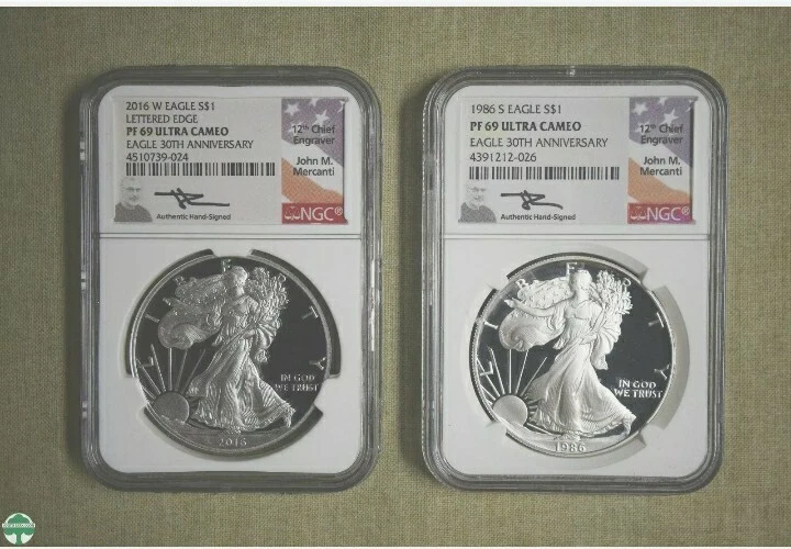 1986-S & 2016-W SILVER EAGLE 30TH ANNIVERSARY SET IN BOX - NGC PF 69 ULTRA CAMEO - Image 2 of 4