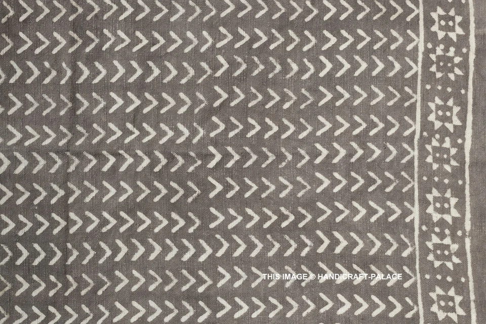 LARGE 100% Cotton Fringe Lounge Sofa Bed Throw Indian Hand Block Print Blanket - Image 2 of 3