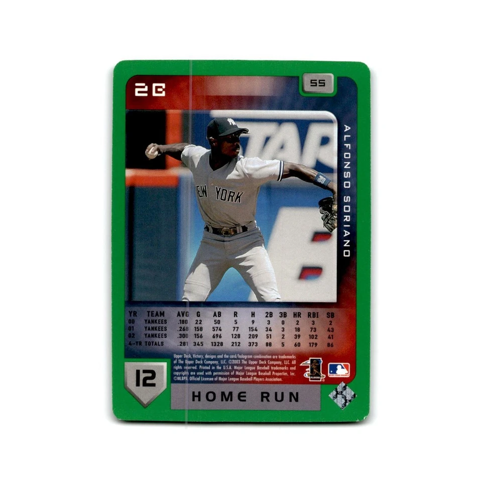 2003 Upper Deck Victory Tier 1 Green Alfonso Soriano Yankees #55 - Image 2 of 3