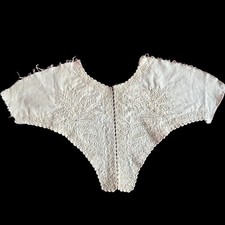 Antique Hand Embroidered White Cotton Dress Bodice Yoke Edwardian Victorian