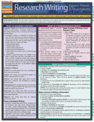 Research Writing: Papers, Theses & Dissertations (Quickstudy: Academic) - GOOD