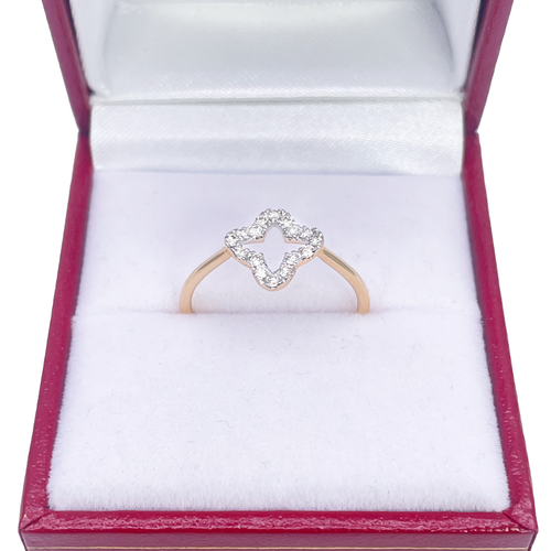 18ct Yellow Gold Diamond Clover/Flower Shaped Ring 0.18ct - Picture 2 of 7