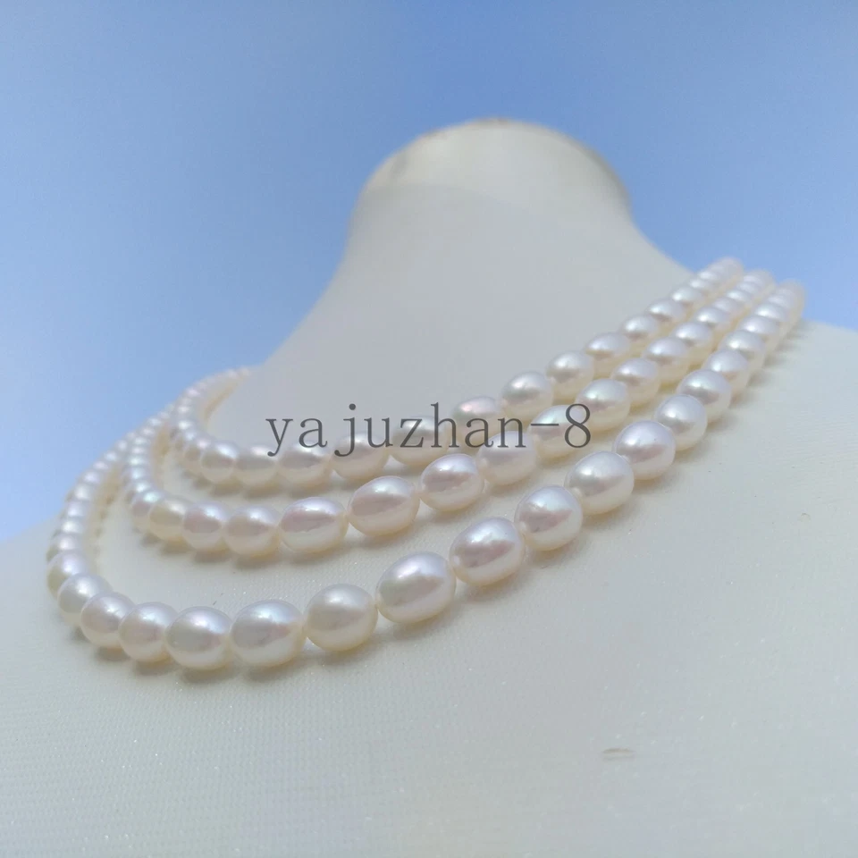 52" Elegante 6-8mm AAA Mar del Sur Blanco Collar Perla Oro 14k P Foto 4 de 4
