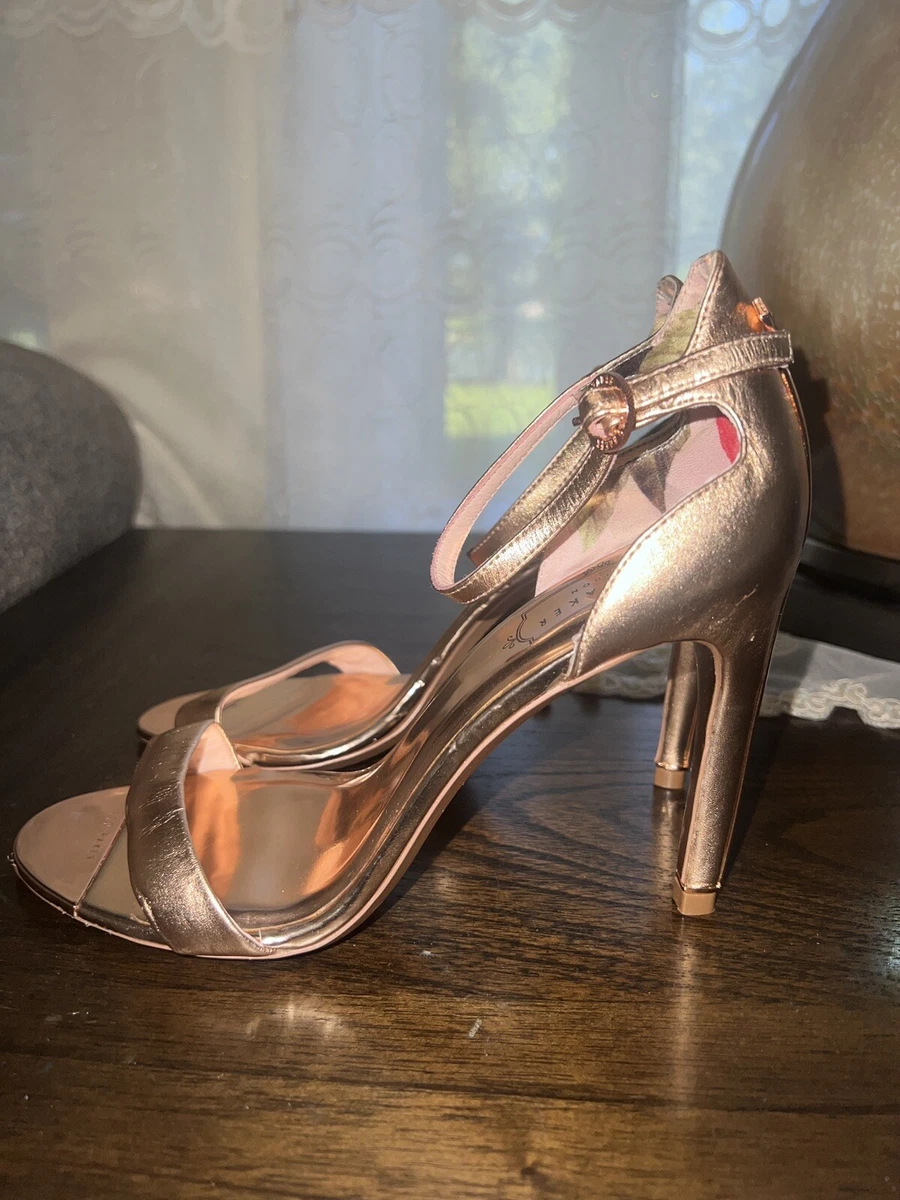 Ted Baker Sharlot rose gold ankle strap stiletto size 8