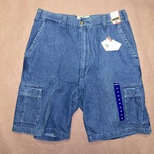 Vintage 1990 s Basic Options Outdoors Denim Cargo Shorts, Deadstock NWT, Size 32