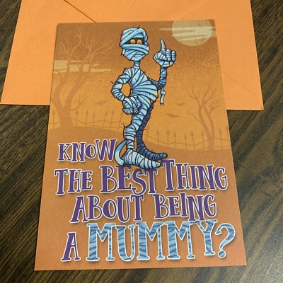 Happy Halloween Funny Mummy Friend Nephew Family 5 x7  Hallmark Greeting Card