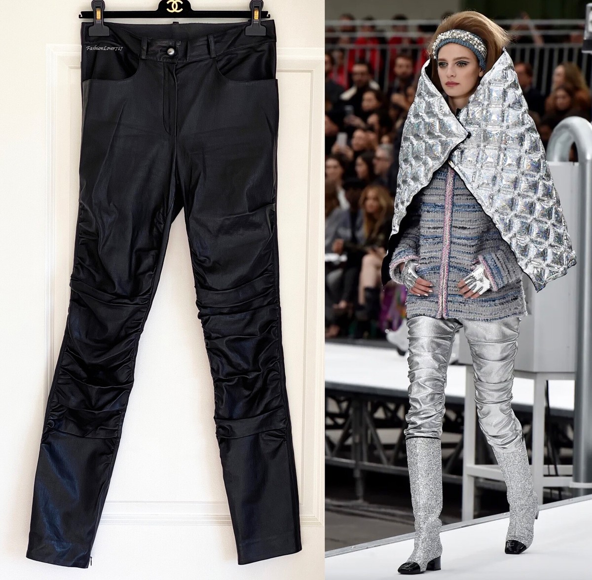 CHANEL キュロット パンツ CHANEL 17A BLACK STRETCHED LEATHER SKINNY PANTS 36 | eBay