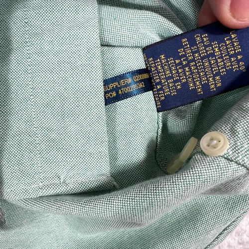 Camicia Ralph Lauren manica lunga con bottoni uomo cotone XS vestibilità personalizzata verde menta - Foto 7 di 9