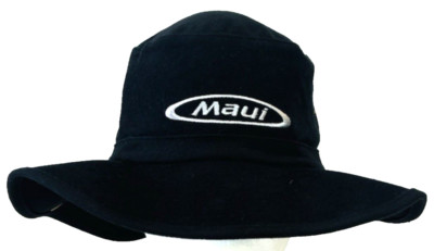 Hawaiian Headwear Maui Canvas Safari Bucket Black Hat Medium