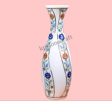 Vaso fiori marmo bianco 12" vaso mosaico intarsio malachite semiprezioso
