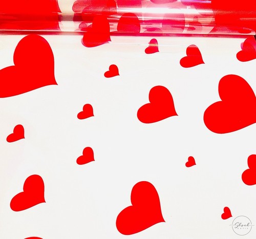 ShredAstic® Red HEART Valentines Cellophane Film Wrap / 3m Red Ribbon Giftwrap - Picture 2 of 11