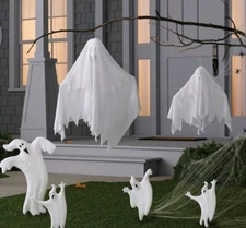 New 18pc Ghost Scene Setter Kit Halloween Decorative Prop Eerie outdoor Decor