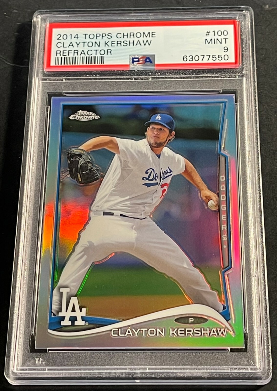 2014 Topps Chrome Clayton Kershaw Refractor #100 PSA 9 DODGERS CENTERED POP 2