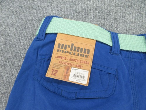 Urban Pipeline Shorts Youth 18 Blue Cargo Pants Belted Casual Boys 18 NEW 28x12 - Picture 13 of 14