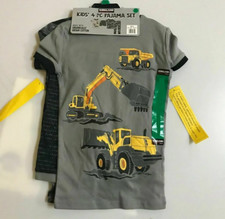 KIRKLAND BOYS 4 PC CAMO  TRUCK PRINT PAJAMA SET GRAY YELLOW 7 NWT