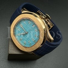 Custom Made PP Style Watch NH35 Automatic Movement Aquanaut L/BL Dial RG Case DB