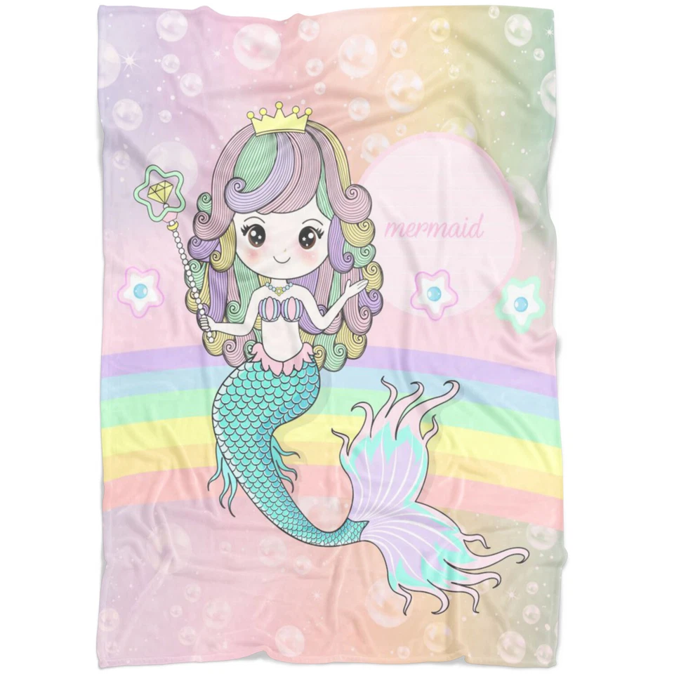 Manta de amante de sirena de lana Minky con nombre personalizado, manta de sirena para niños y adultos Foto 3 de 4