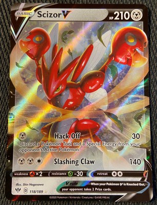 Scizor V 118/189 Darkness Ablaze Set HOLO Rare Pokemon Card NEAR MINT