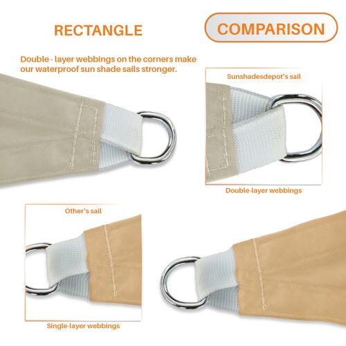 9' Sun Shade Sail Straight Edge Waterproof UV Garden Patio Yard Canopy Cover - Picture 15 of 49