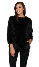 Dennis Basso Pullover Top in Pelliccia Ecopelliccia Rosa Spazzolata, Nero, Taglia S