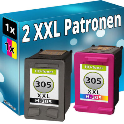 2x Tinte Patronen für HP 305 XL DeskJet Plus 4110 4120 4122 4130 4134 4155 Set