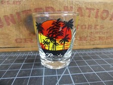 Vintage Shot Glass Florida Zachód słońca Pamiątka Wyspa Plaża Grafika Tajwan