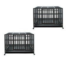 2 pcs Heavy Duty Dog Kennel Pet Iron Crate Cage 47 inch