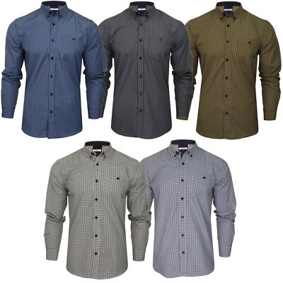 Xact Herren Langarmhemd mit Gingham-Karo, Button-Down-Kragen, normale Passform