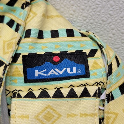 Kavu Rope Sling Backpack Yellow Green Black Aztec  display picture 3