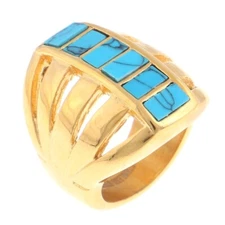Gold Tone Fashion Stainless Steel Ring- KLS079-TUQ7
