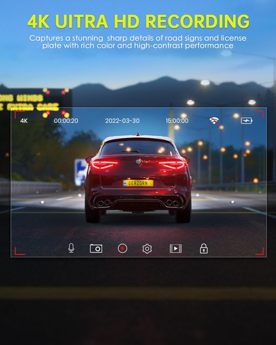 Toguard 4K 12" WiFi Dual Dash Cam Auto Rückspiegel GPS Kamera Videorekorder - Bild 5 von 8