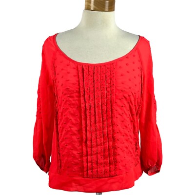 American Eagle Outfitter Women's Orange Long Sleeve Studded Top Size Medium