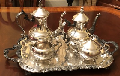 Antique F.B. Rogers 2377 Lady Margaret 5 Piece Silver Plate Tea