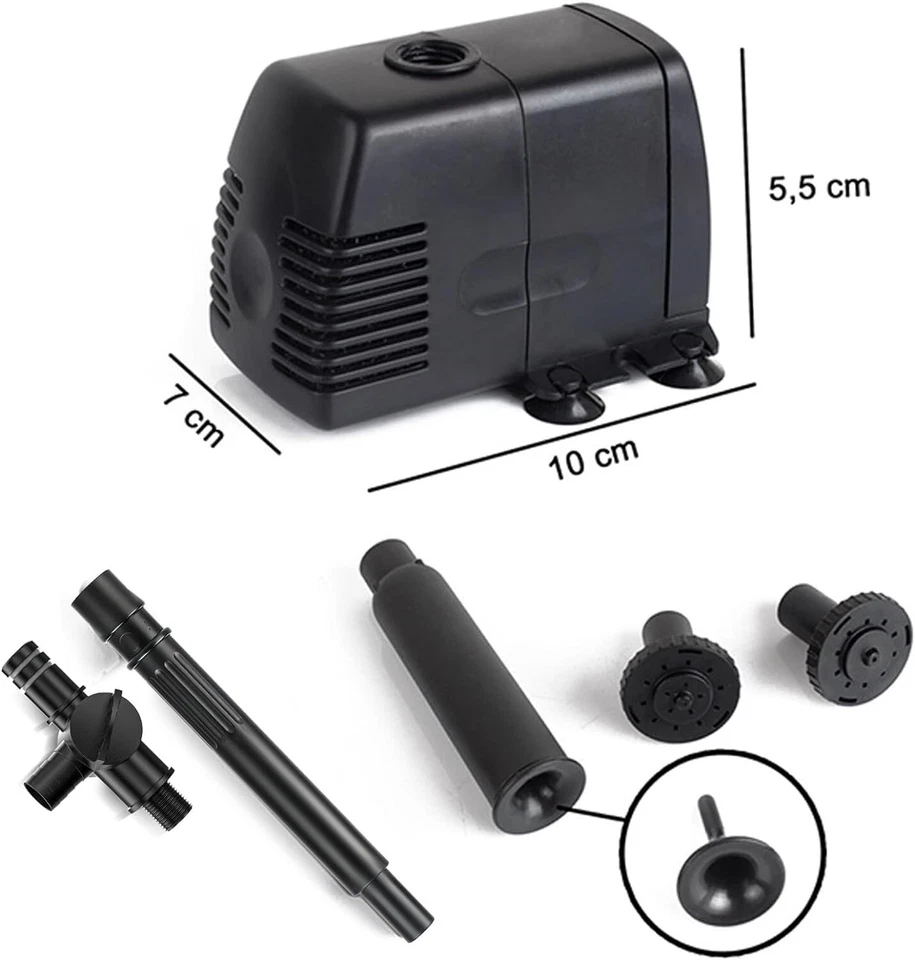 Springbrunnen Wasserspiel Fontäne 800L/h Pumpe Garten Brunnen Düsen Schwarz B224 - Bild 3 von 4