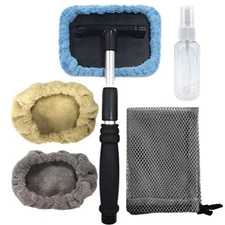 Pivoting Windshield Glass Cleaning Tool Extendable Aluminum Handle w/3 Premiu...