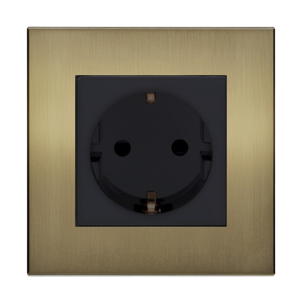 Retrotouch Aura BM13BB-SCHB 1 Gang Single Shuko Socket - Brushed Brass