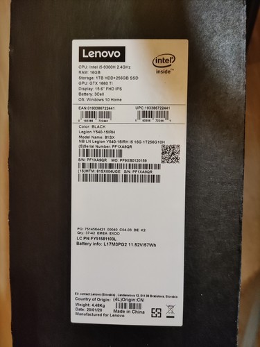 Lenovo Legion Y540 15IRH i5-9300H 16GB GTX 1660Ti 6GB LCD 15" SSD 256 HDD 1TB - Imagen 15 de 15