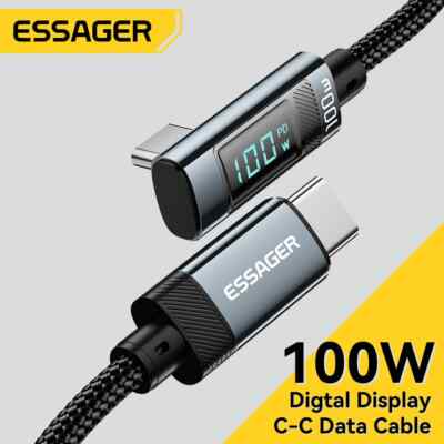 Essager PD 100W USB C to Type C Cable Fast Charging Cable Elbow For iPhone 16 15