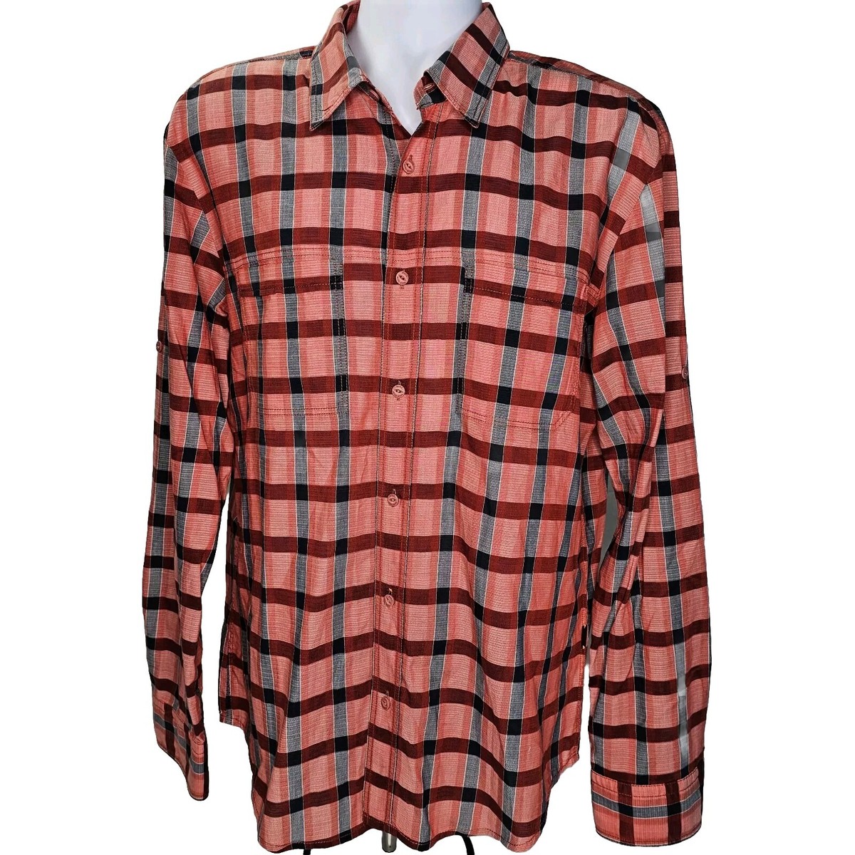 boss dress shirts Hugo Boss Shirt Men XL Red Plaid Long Sleeve Button Down Orange Label BOSS Dress Shirts for Men