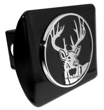 Buck Hunting Emblem On Black Trailer Hitch Cover Usa Made
