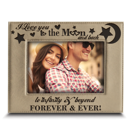 I love you to the moon and back-Anniversary Gift-Engraved Leather Picture Frame - Picture 1 of 12