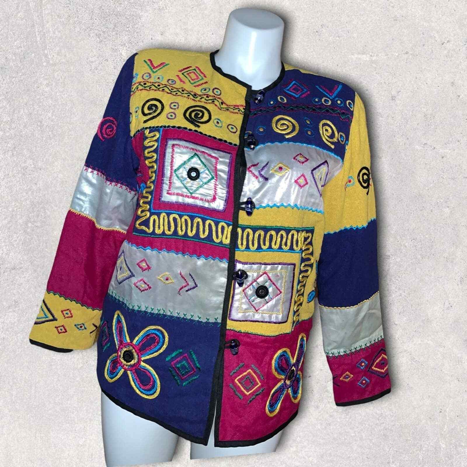 Allure Boutique Patchwork Blazer Jacket, Size S - image 5