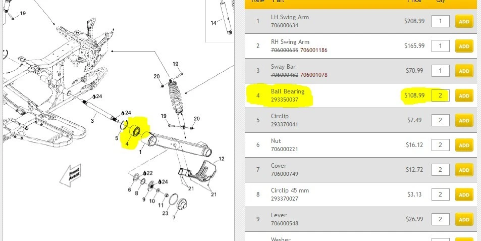 *Pair* Trailing Arm Bearings Can-Am ATV 2010 Outlander Renegade 500 650 800 - Image 2 of 4