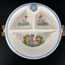 Vtg Little Boy Blue Nursery Rhyme Food Warmer Divided Covered Child's Baby Dish