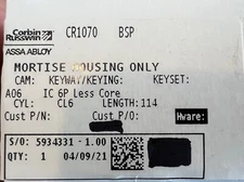 Corbin Russwin Assa Abloy mortise housing