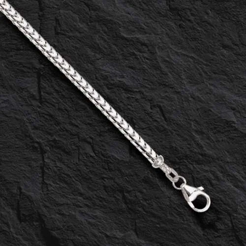 Collar Cadena Colgante Oro Blanco 18k 20" Sólido Franco Bordillo Caja Eslabón 3mm 30grms