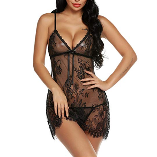 Sexy Womens Lingerie Lace Sheer Chemise Teddy Babydoll Dress Nightgown Sleepwear - Picture 2 of 8