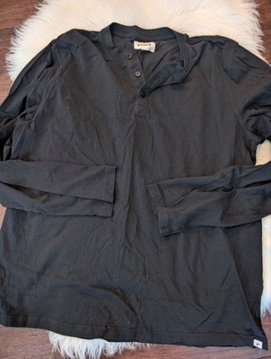 Pact Field Midweight Slub Long Sleeve Black Long-Sleeve Henley Tee L Large